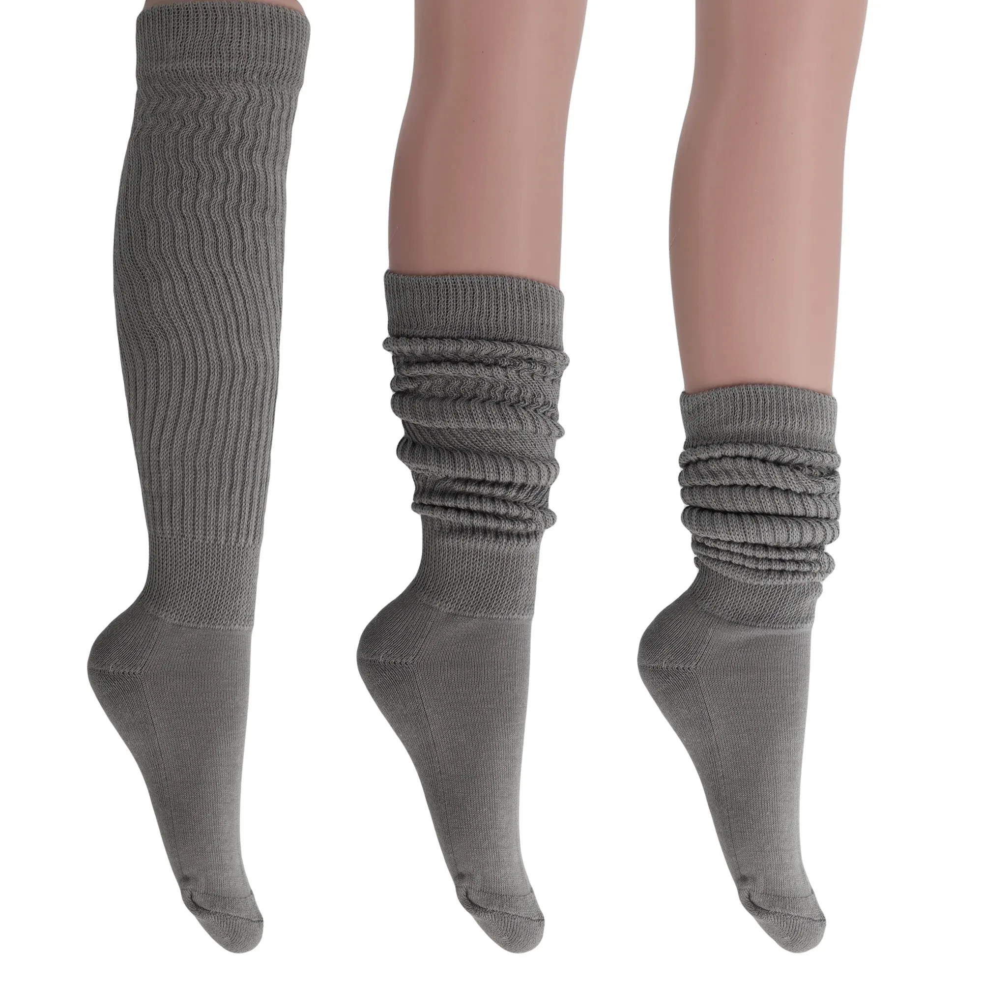 Women'S Extra Long Heavy Slouch Cotton Socks – 3 Pairs, Size 9-11