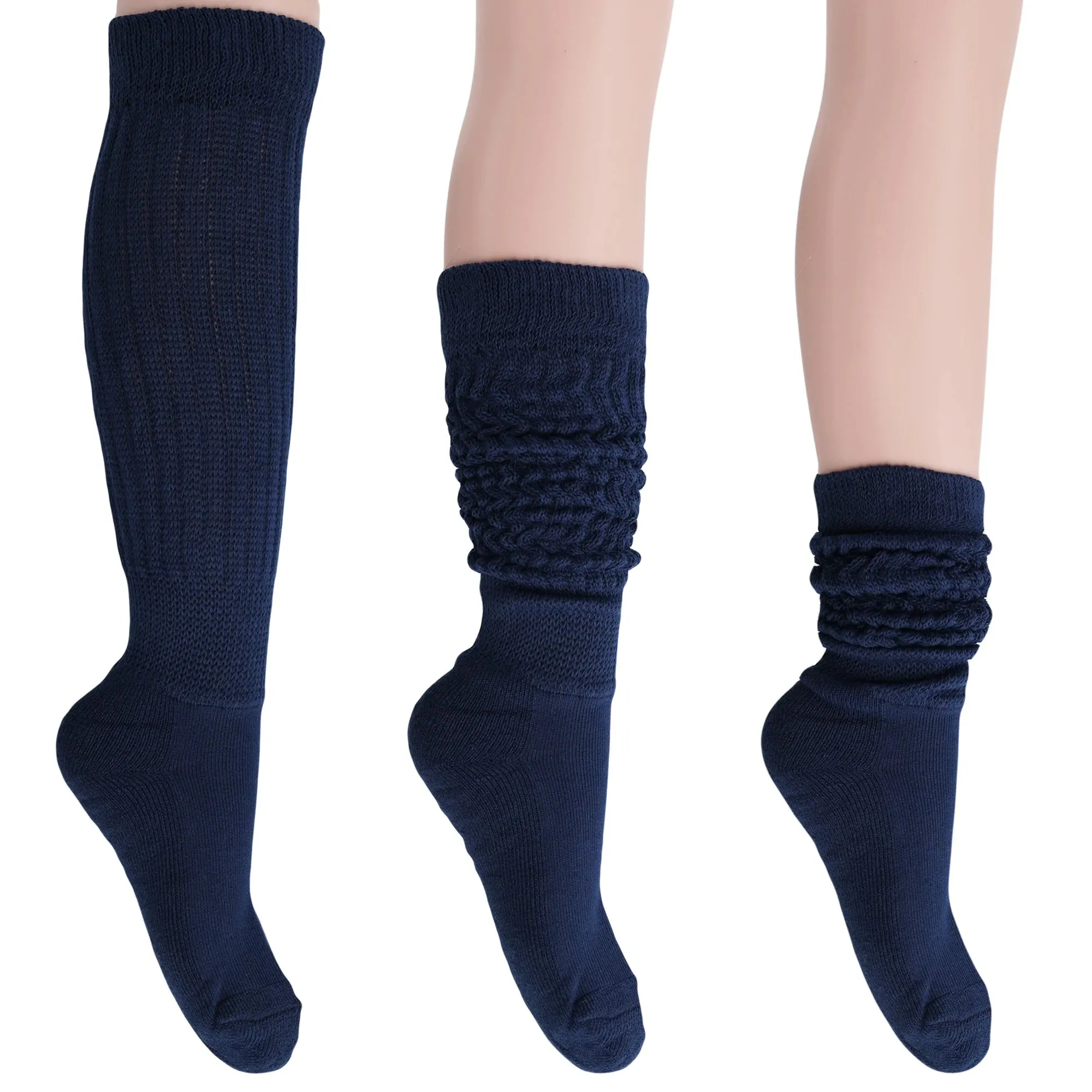 Women'S Extra Long Heavy Slouch Cotton Socks – 3 Pairs, Size 9-11