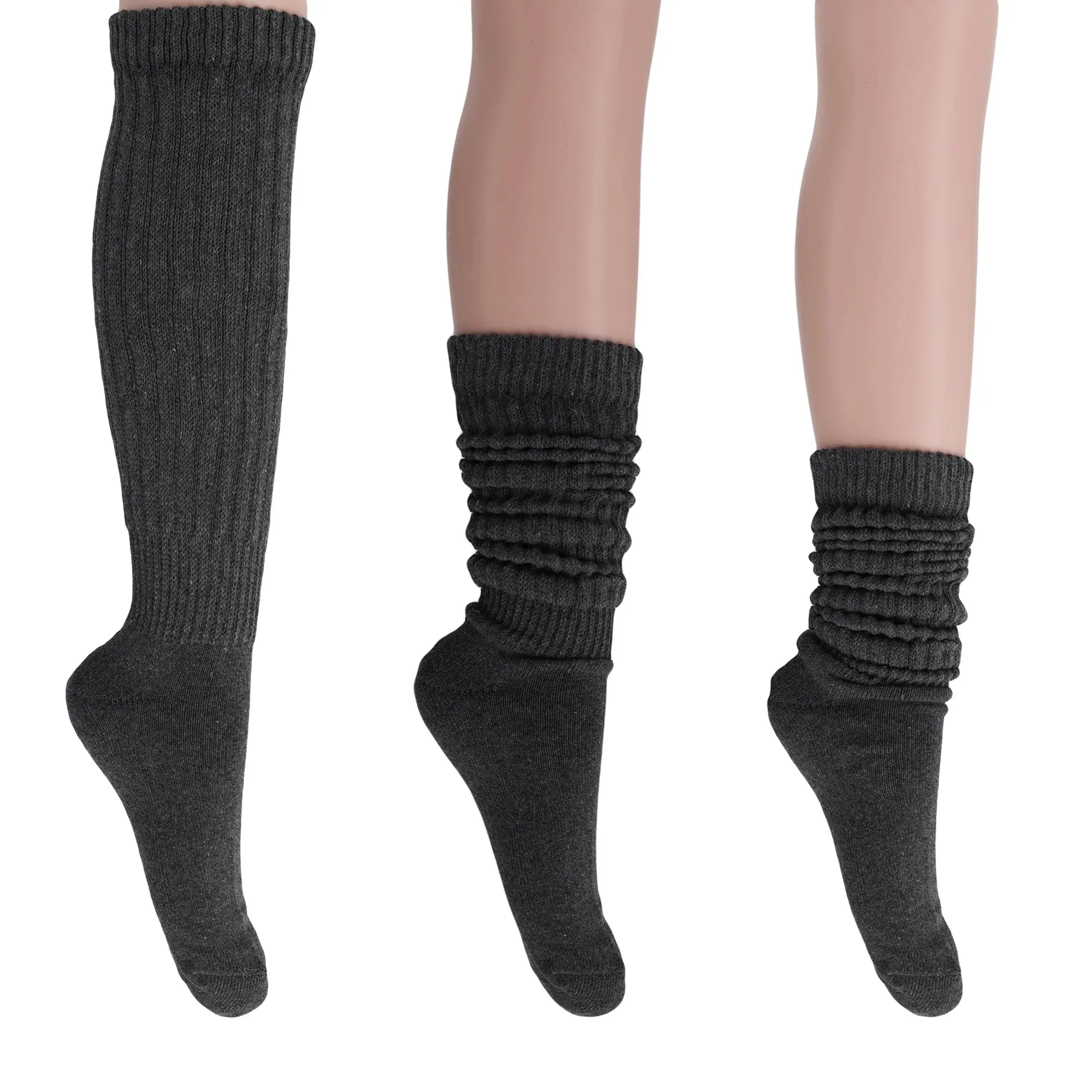 Women'S Extra Long Heavy Slouch Cotton Socks – 3 Pairs, Size 9-11