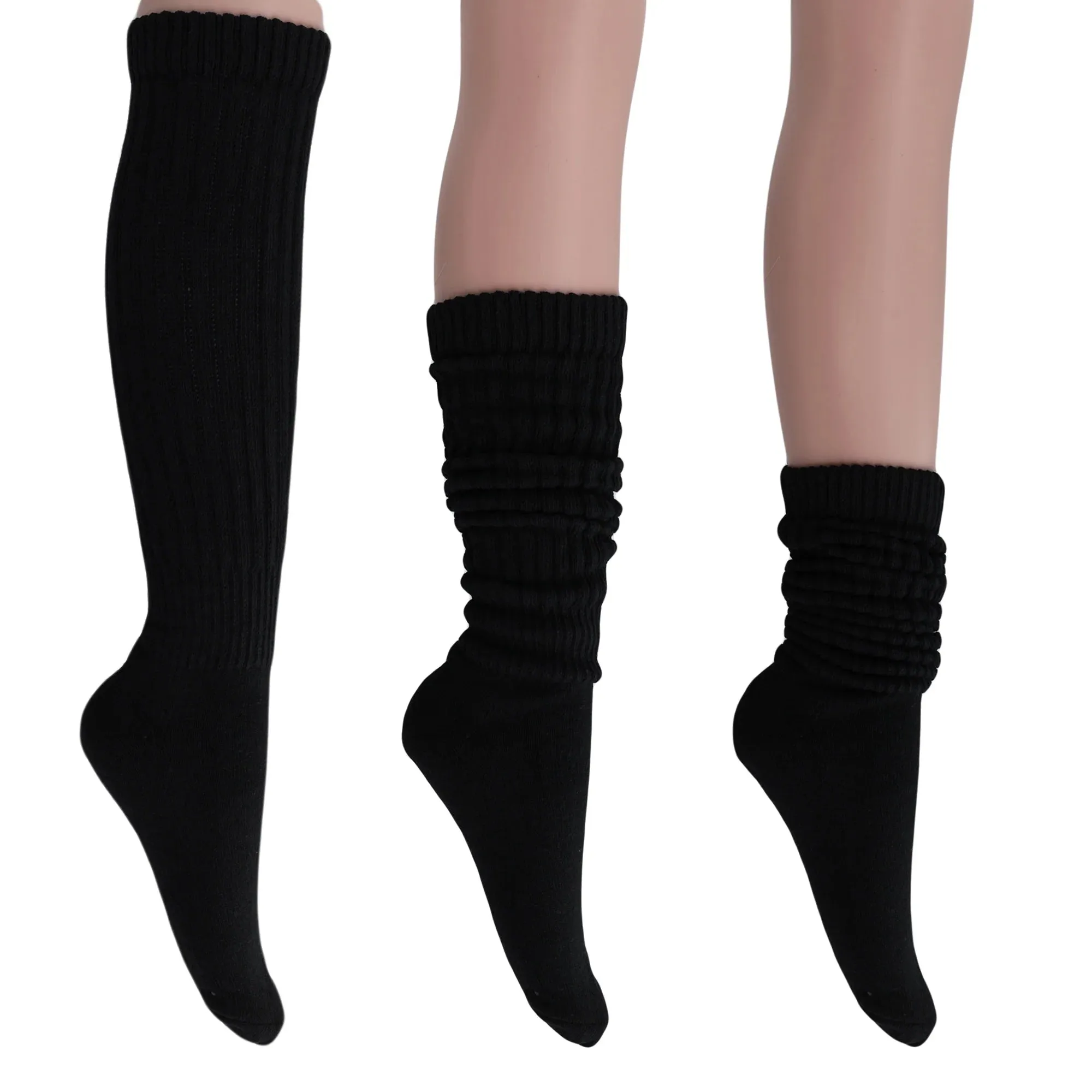 Women'S Extra Long Heavy Slouch Cotton Socks – 3 Pairs, Size 9-11