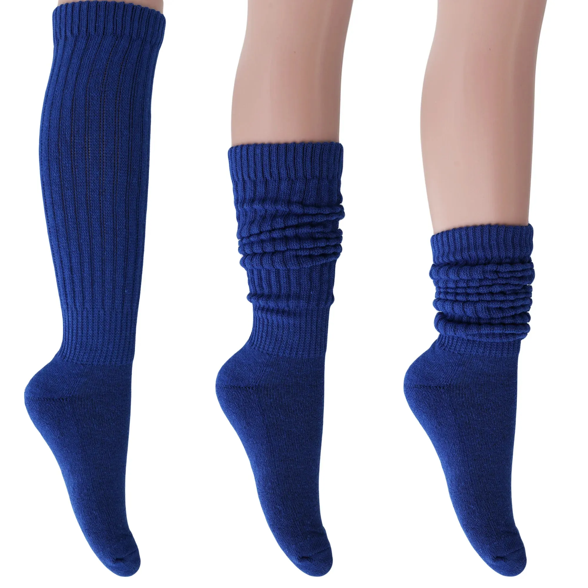 Women'S Extra Long Heavy Slouch Cotton Socks – 3 Pairs, Size 9-11